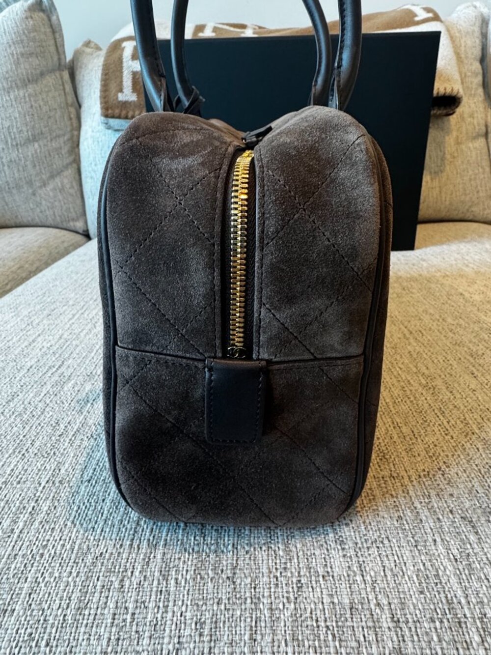 Authentic Chanel Large Perfect Bowling Bag in Brown 26B - Picture 3 of 11